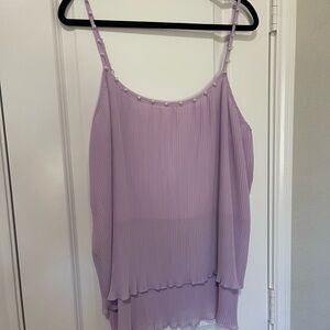 Lavender Sleeveless Layered Top with Pearl Accents